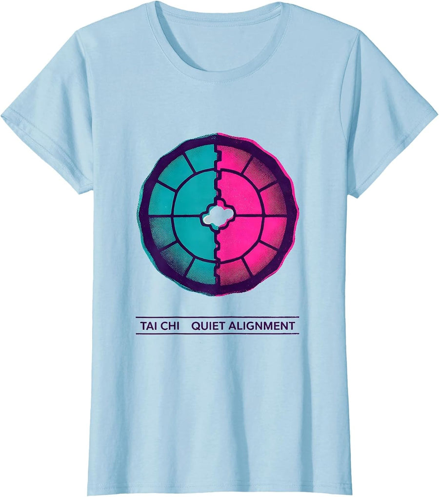 Women's Tai Chi Quiet Alignment Risograph Zen Martial Arts Gift T-Shirt - Baby Blue
