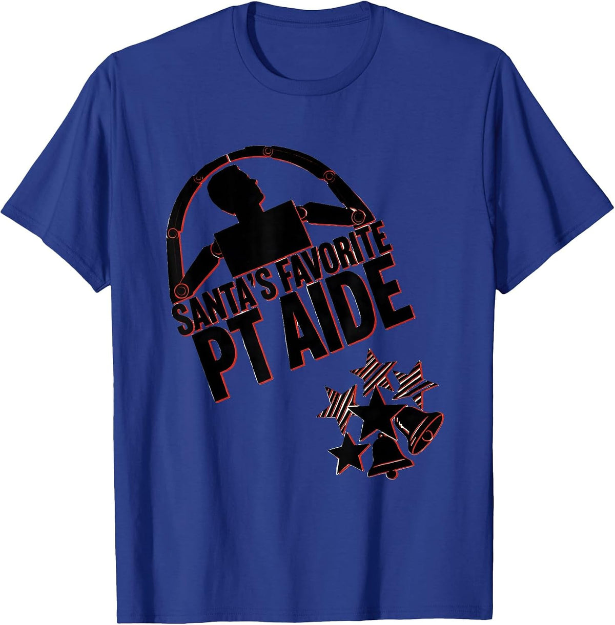 Men's Santa's Favorite PT Aide Funny Physical Therapist Christmas T-Shirt - Royal Blue