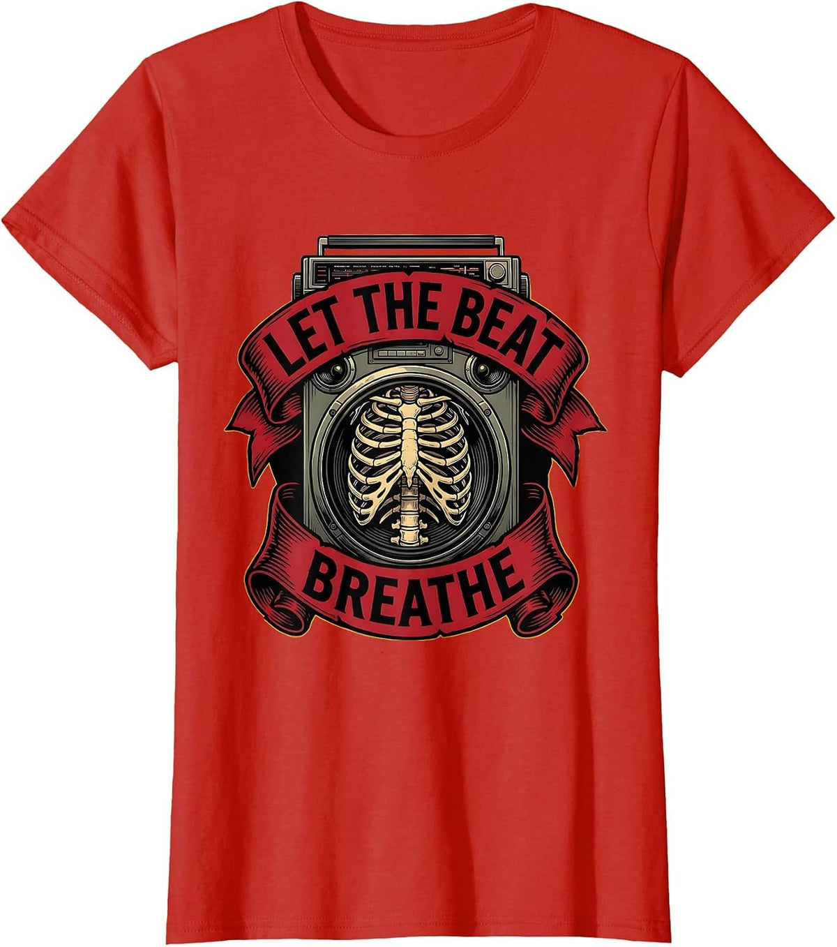 Let the Beat Breathe Hip Hop Music Design T-Shirt - Red