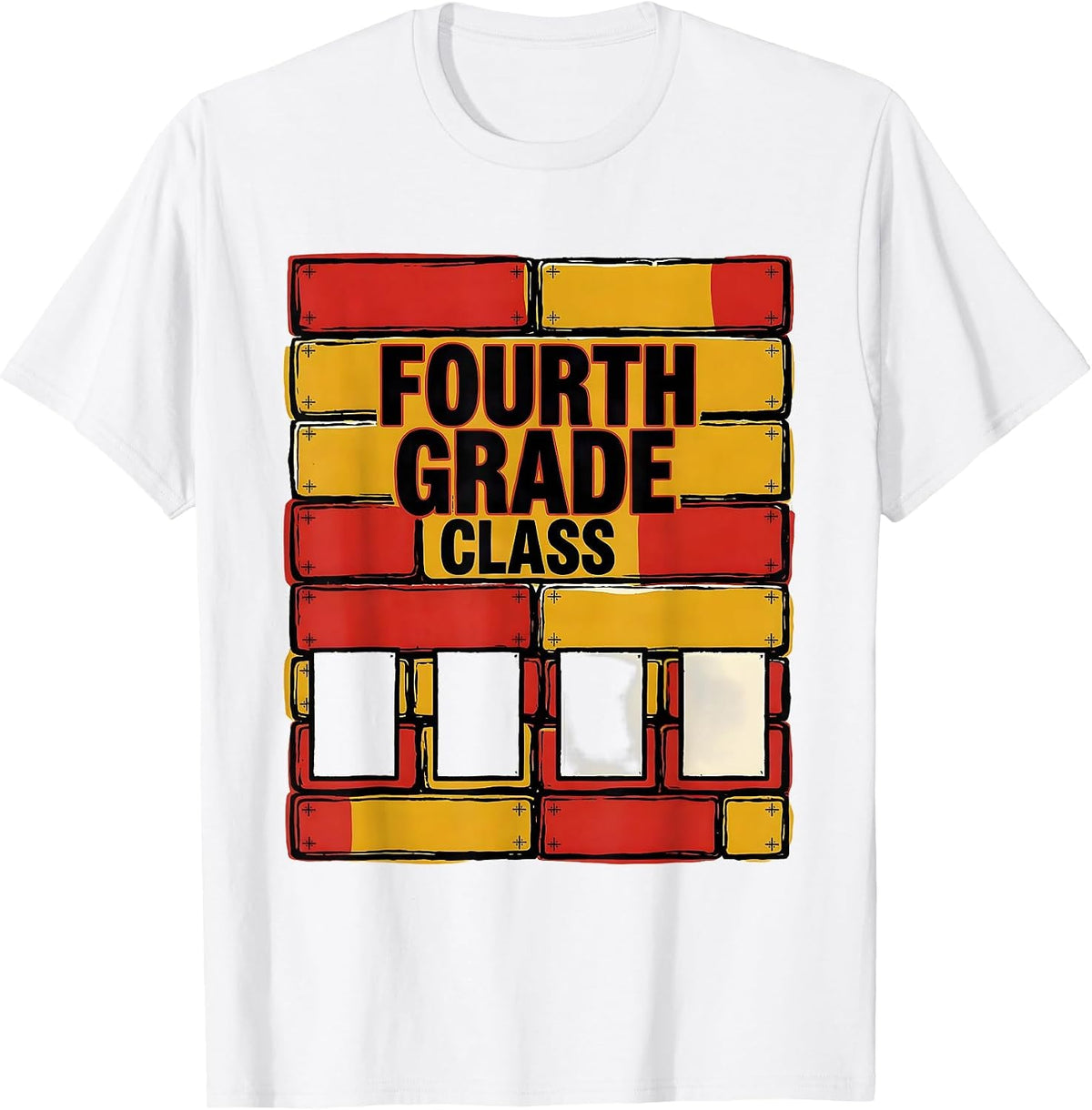 Men's Fourth Grade Class Screenprint Back to School Team Pride T-Shirt - White