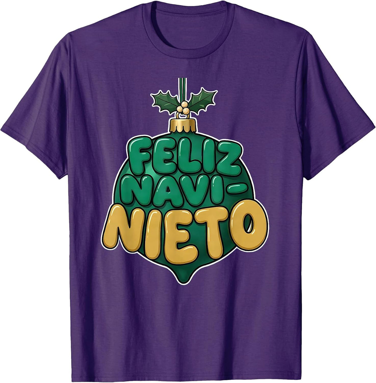Feliz Navi-Nieto Bold Spanish Christmas Family Humor T-Shirt - Purple