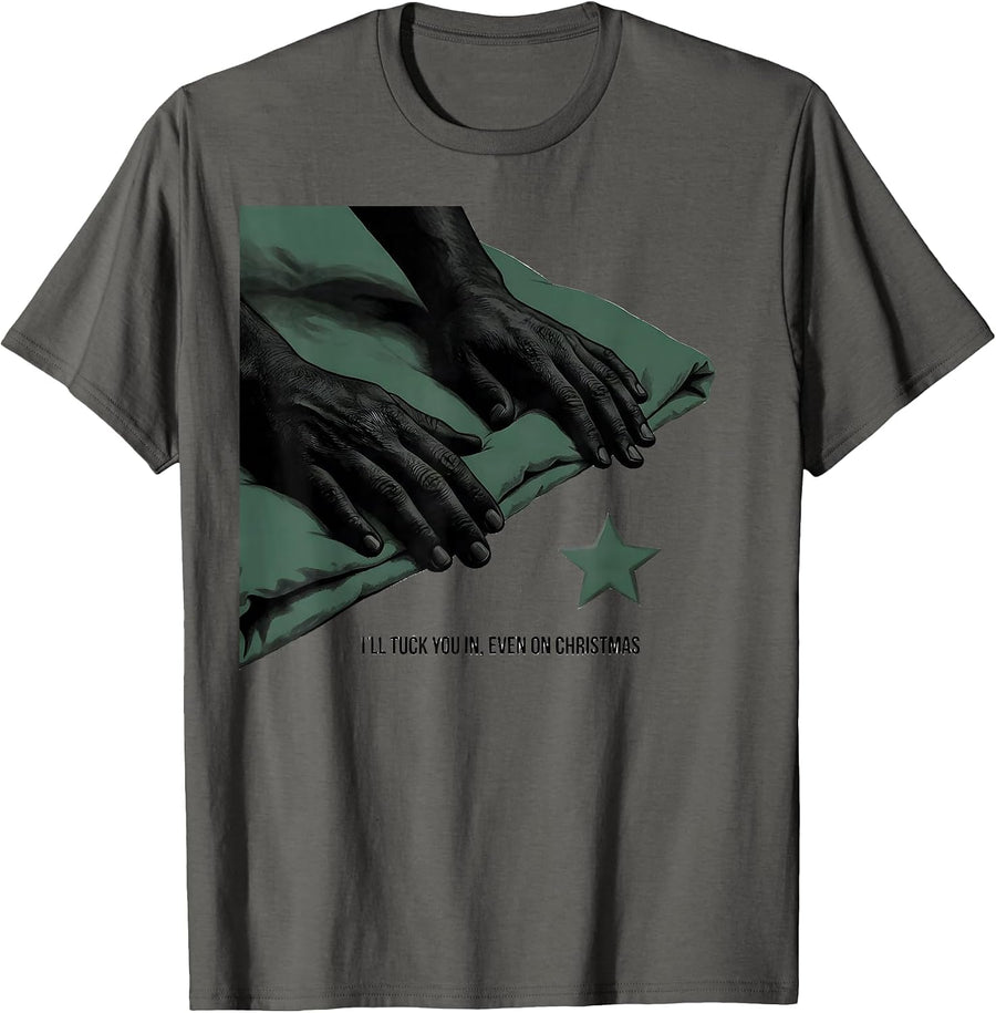 I'll Tuck You In, Even On Christmas Funny Nurse Christmas T-Shirt - Asphalt Grey