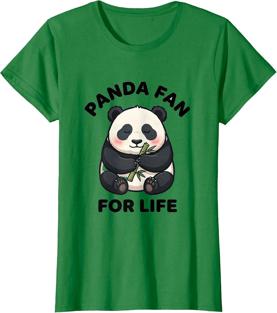 Women's Panda Fan For Life Cute Kawaii Panda Lover Humor T-Shirt - Kelly Green