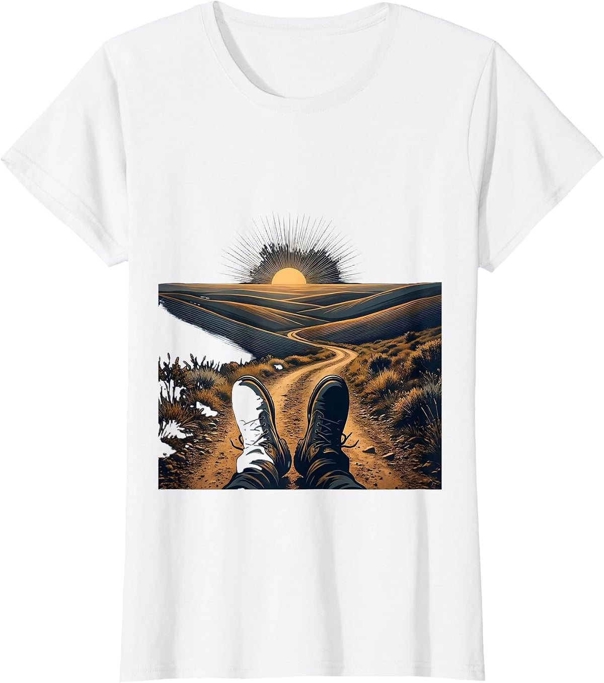 Worn Boots on a Path Suicide Awareness Design T-Shirt - White