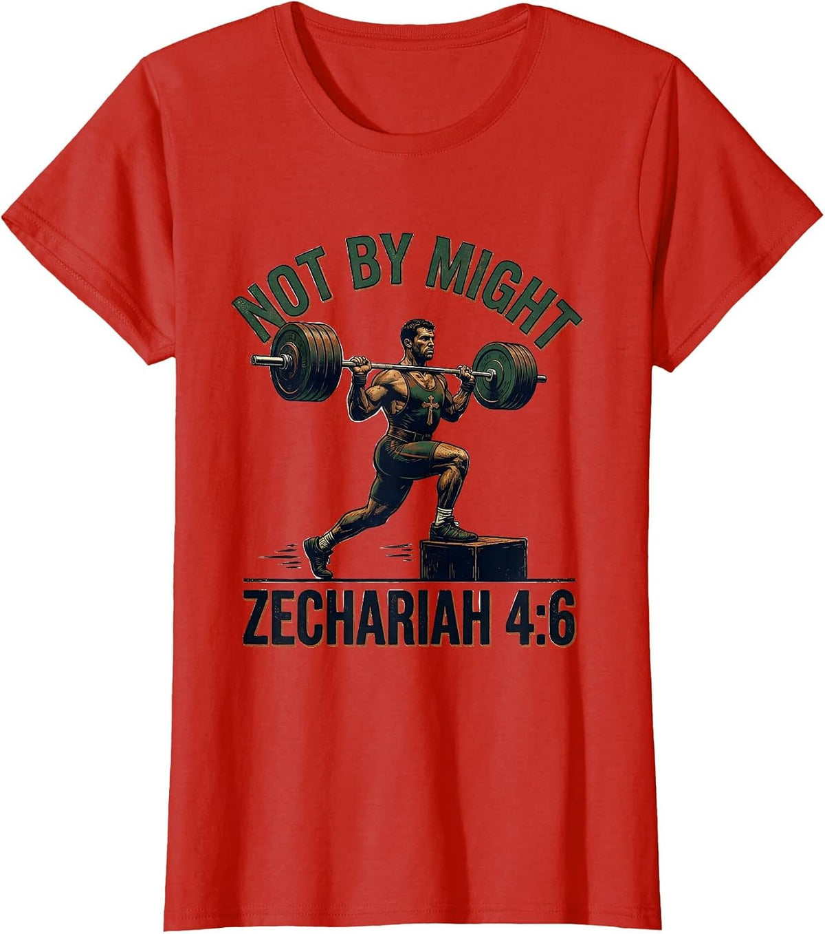 Not By Might Zechariah 46 Vintage Christian Gym T-Shirt - Red