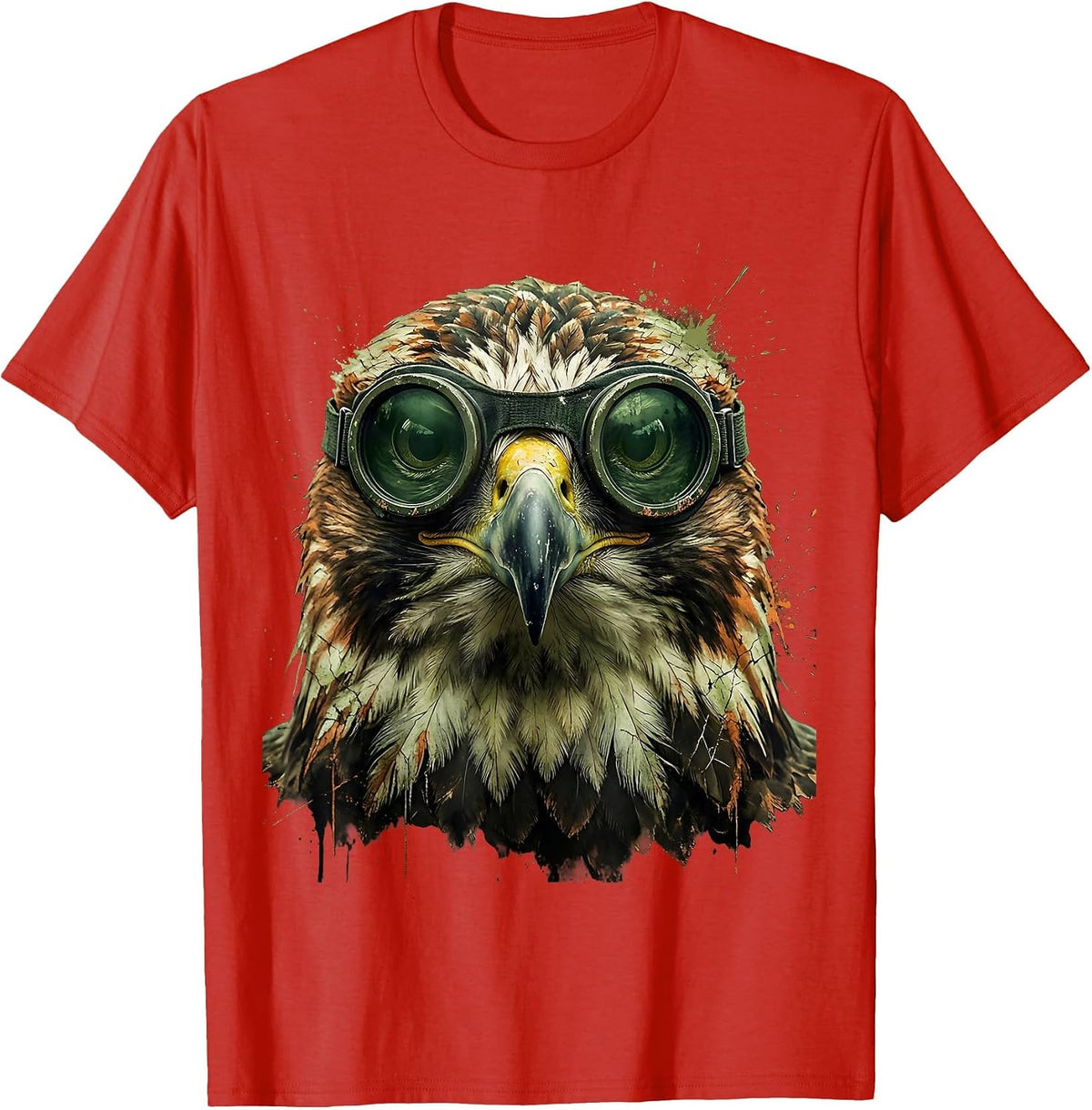 Men's Eagle Head Night Vision Goggles Military Art T-Shirt - Red