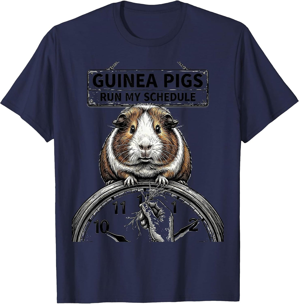 Guinea Pigs Run My Schedule Funny Pig Lover Farm Animal T-Shirt - Navy Blue