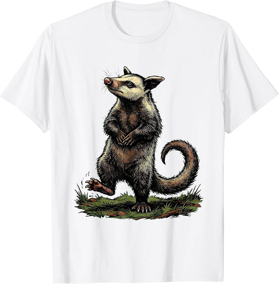 Men's Awkward Opossum Vintage Animal Meme Humor T-Shirt - White