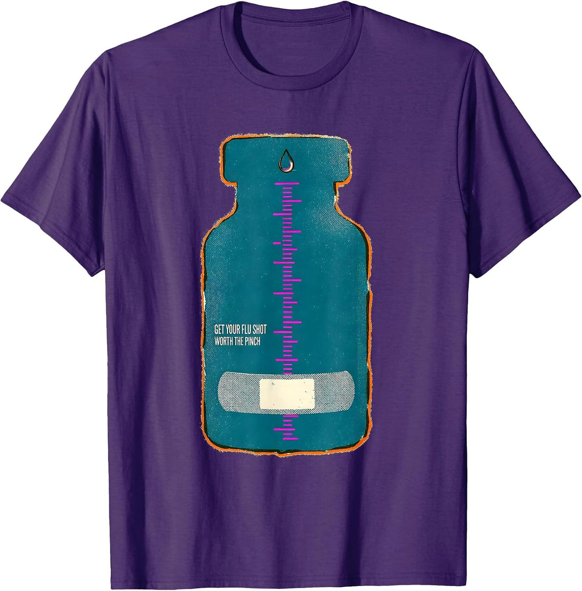 Men's Get Your Flu Shot—Worth The Pinch Funny Nurse Doctor T-Shirt - Purple