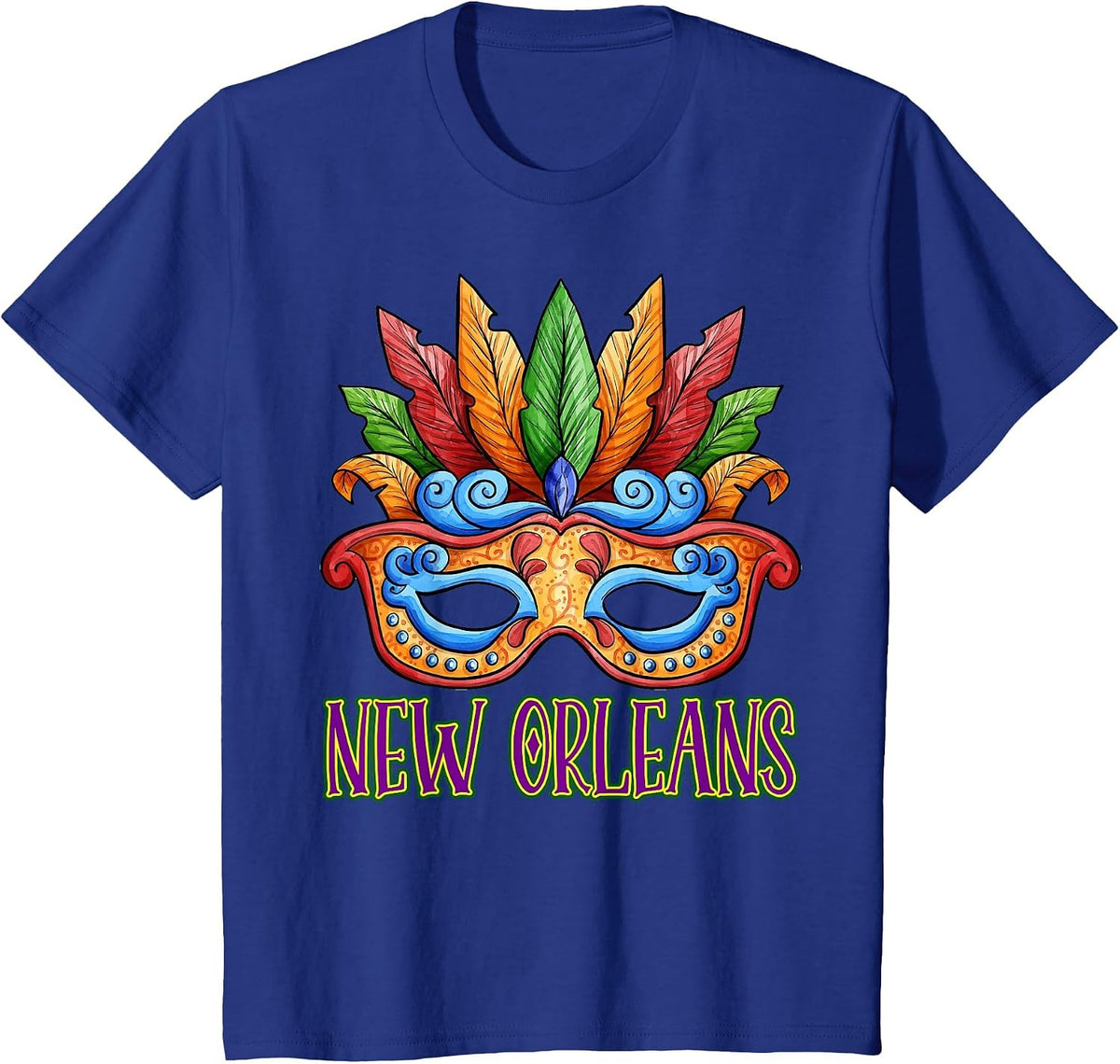 New Orleans Mardi Gras Souvenir Mask 2022 Men Women T-Shirt - Royal Blue
