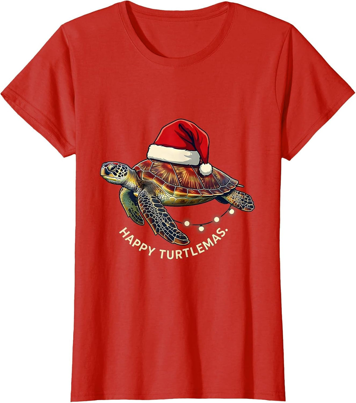 Happy Turtlemas Whimsical Sea Turtle Christmas Santa Hat T-Shirt - Red