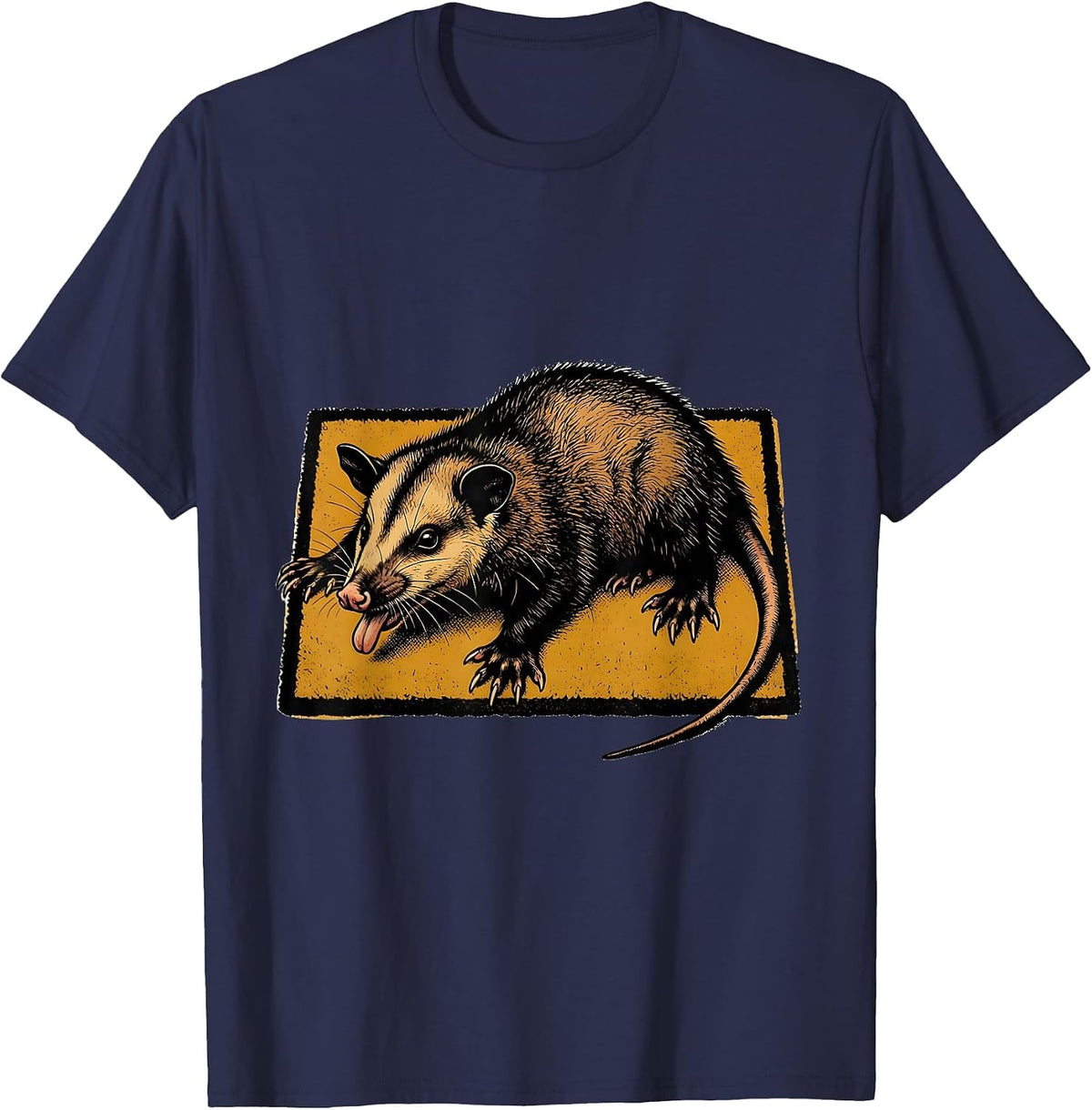 Men's Limp Opossum Screenprint Absurdist Humor T-Shirt - Navy Blue