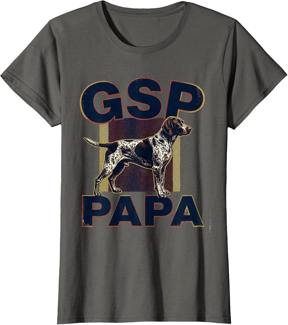 Women's GSP Papa Vintage German Shorthaired Pointer Dog Lover T-Shirt - Asphalt Grey