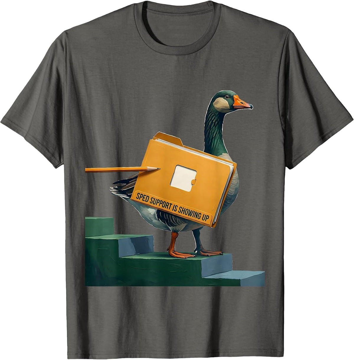 Men's SPED Support Is Showing Up Funny Special Education Teacher T-Shirt - Asphalt Grey