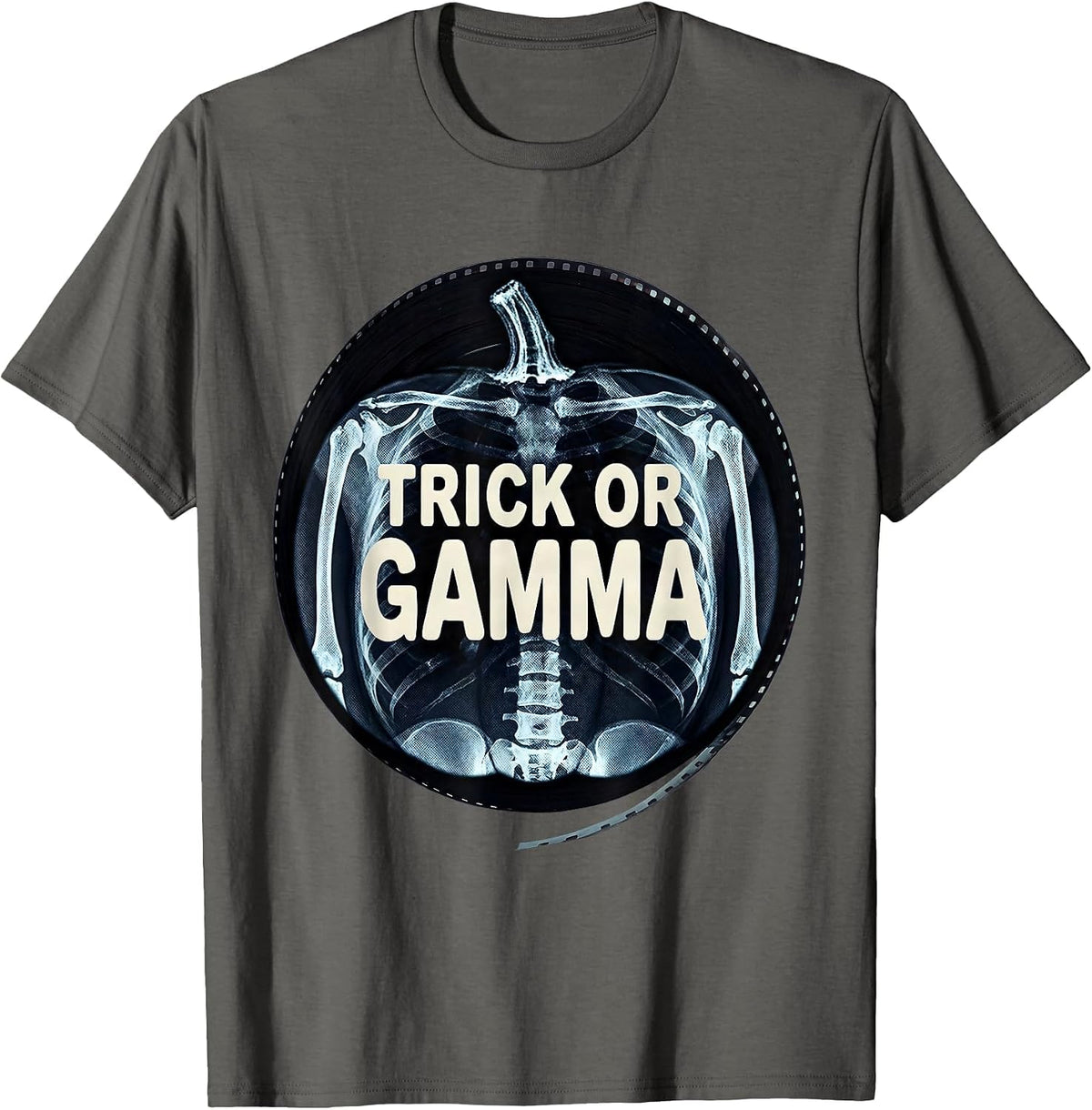 Trick Or Gamma Radiology Tech Halloween Workplace Humor T-Shirt - Asphalt Grey
