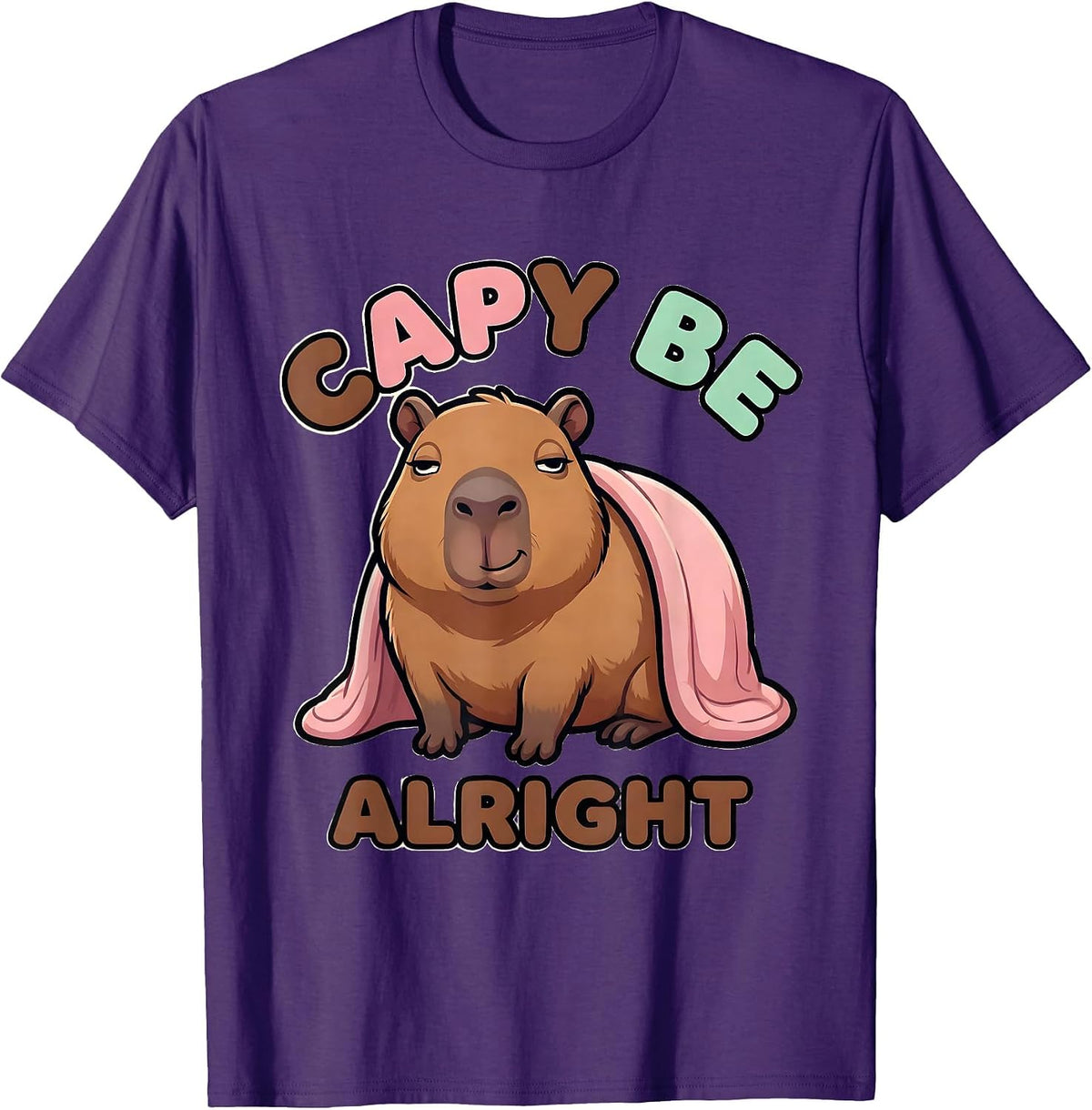 Men's Capy Be Alright Cute Kawaii Capybara Meme Humor T-Shirt - Purple