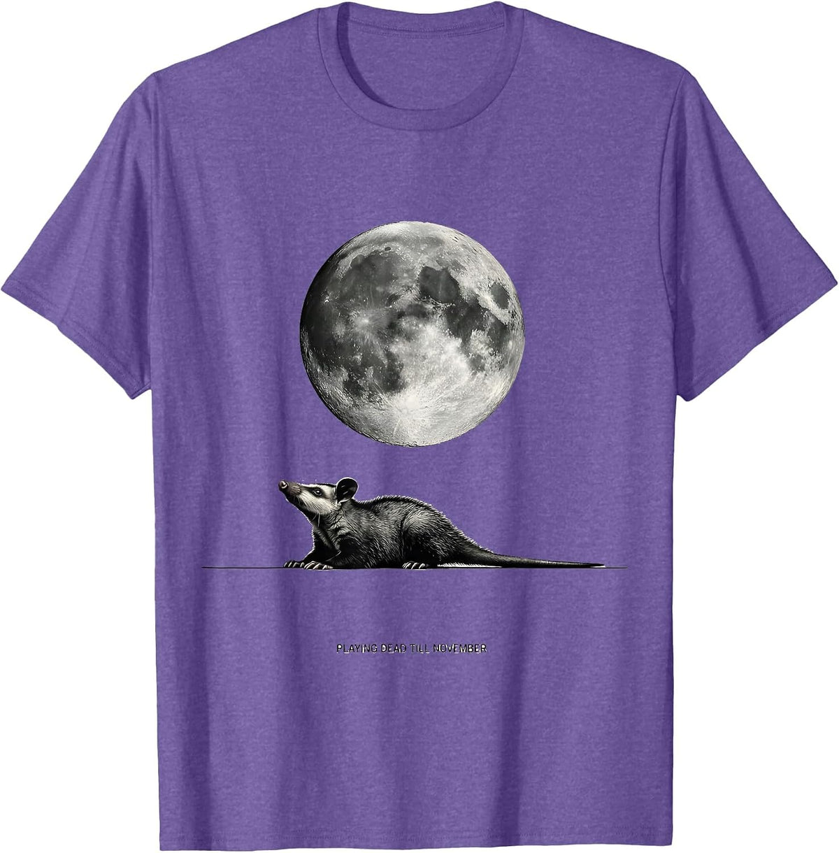 Men's Playing Dead Till November Vintage Opossum Halloween Spooky T-Shirt - Purple Heather