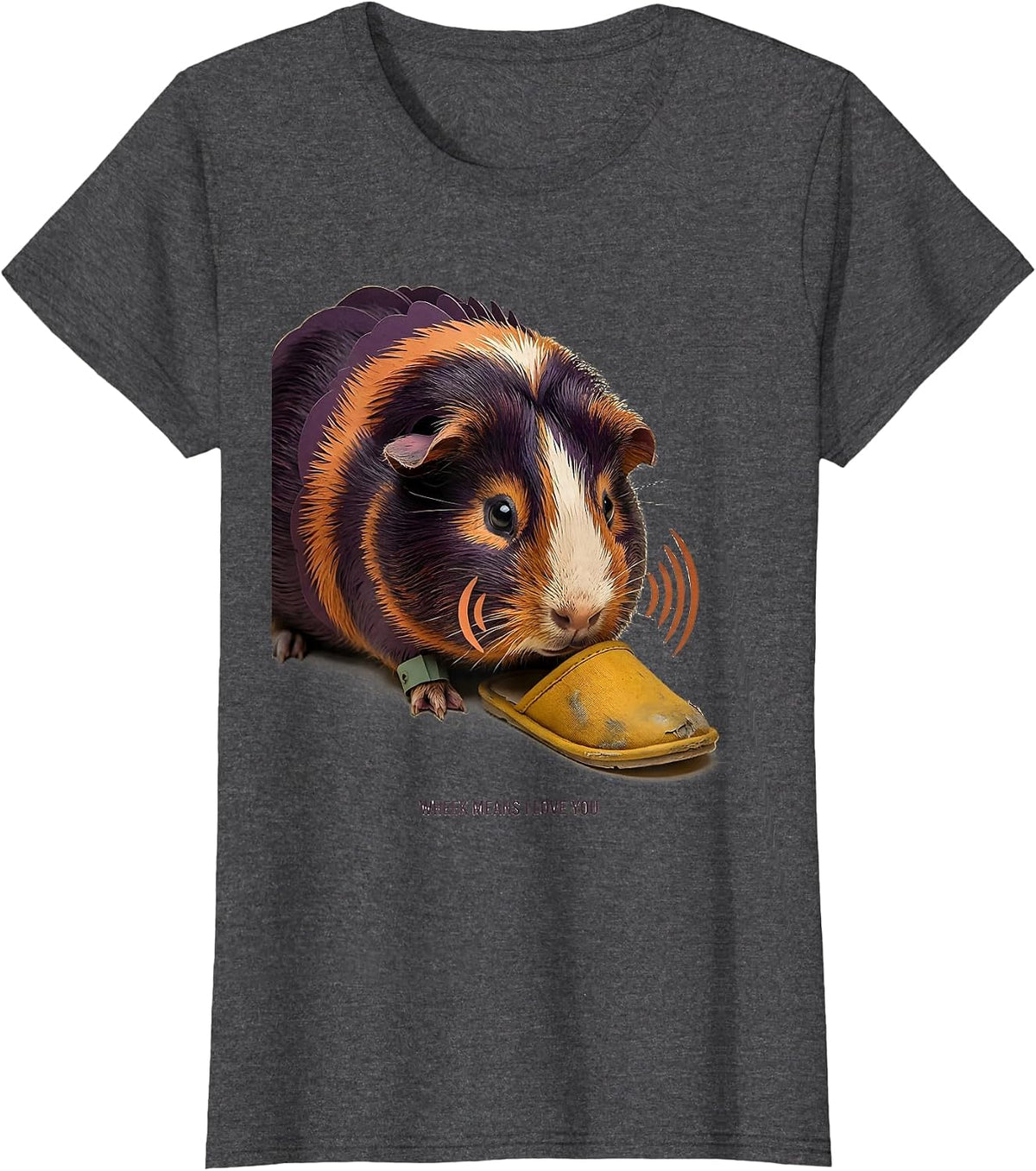 Women's Wheek Means I Love You Funny Guinea Pig Lover Cavy Owner T-Shirt - Dark Heather Grey