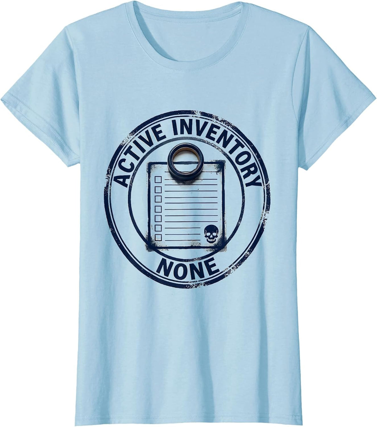 Active Inventory None Funny Skeleton Skull Deadpan Humor T-Shirt - Baby Blue