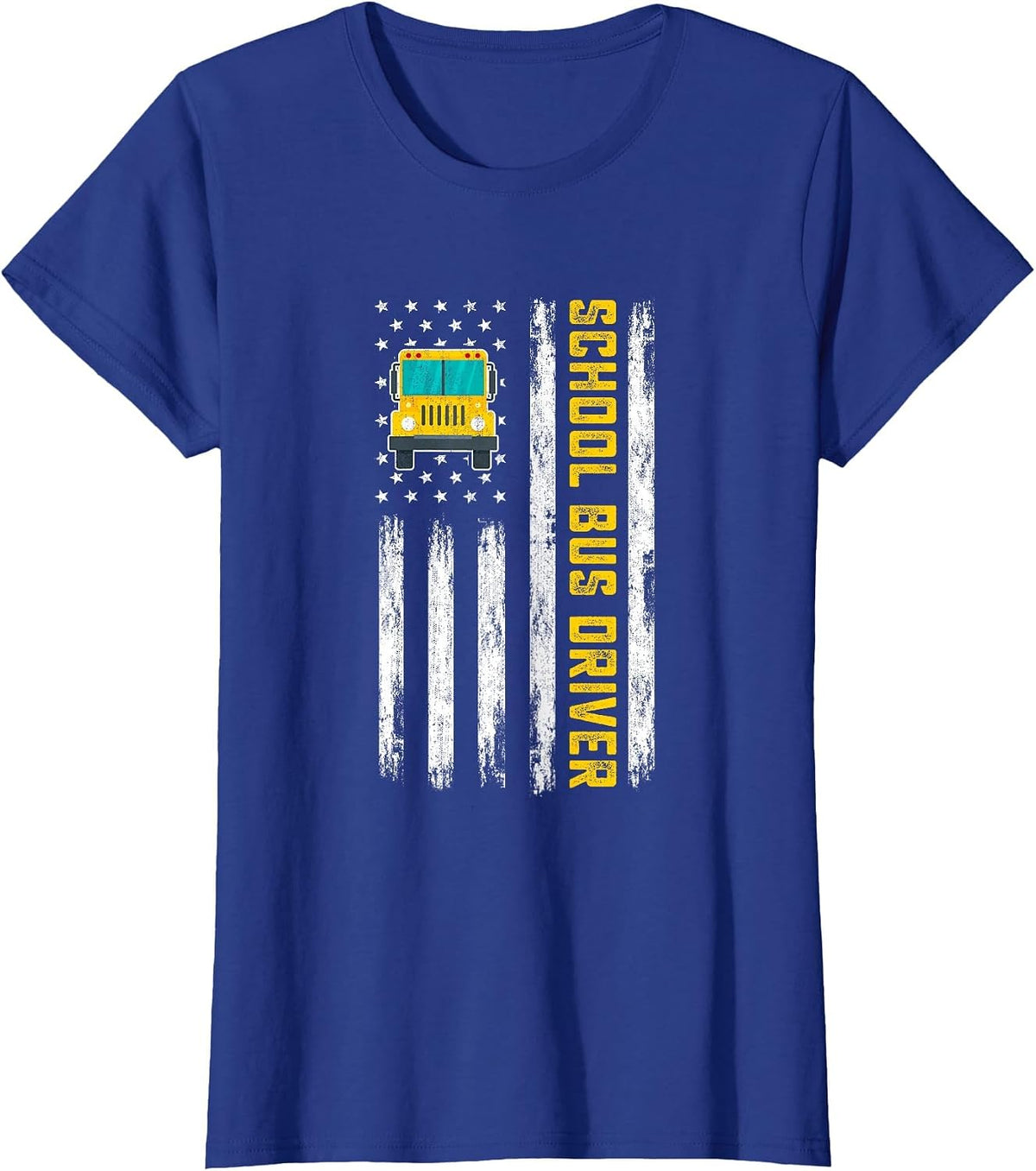 Patriotic Bus Driver - American Flag School Bus Driving T-Shirt - Royal Blue