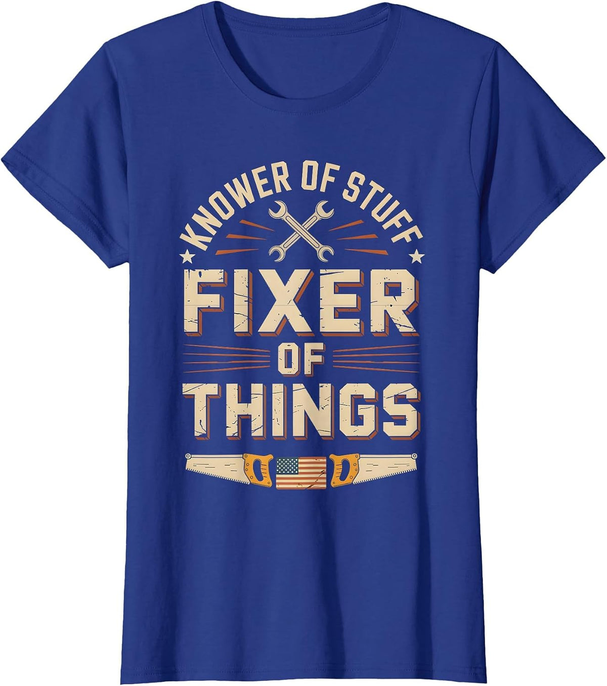 Vintage Knower of Stuff Fixer of Things Funny Dad T-Shirt - Royal Blue