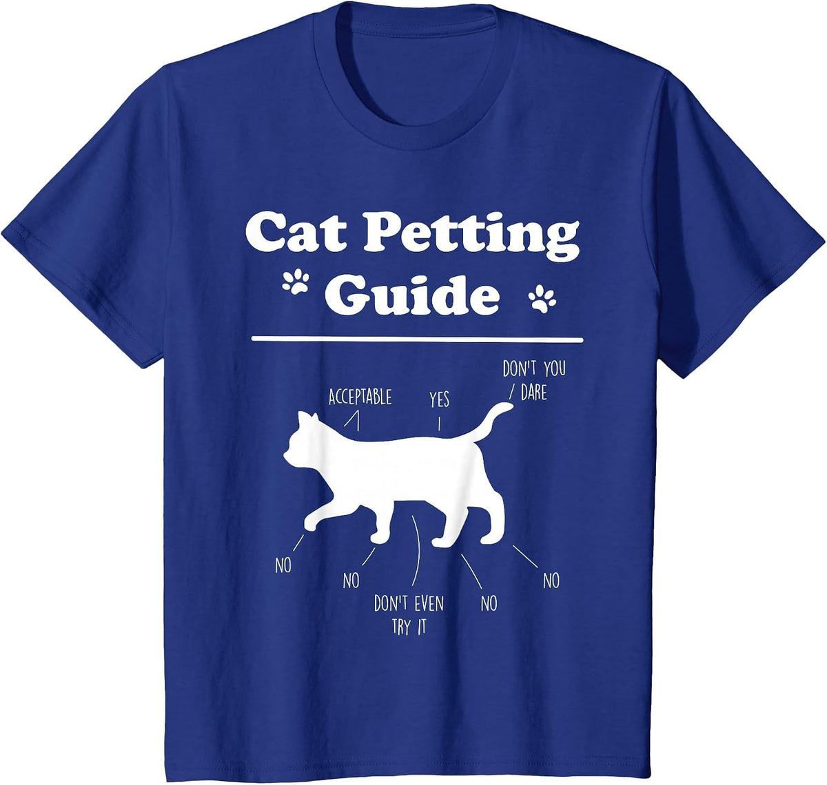 Cat Petting Guide Funny Cat Owner Pet Kitten Petting Guide T-Shirt - Royal Blue