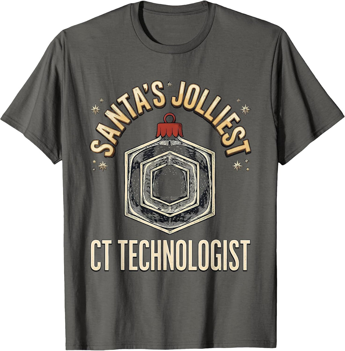 Santa's Jolliest CT Technologist Funny Radiology Tech T-Shirt - Asphalt Grey