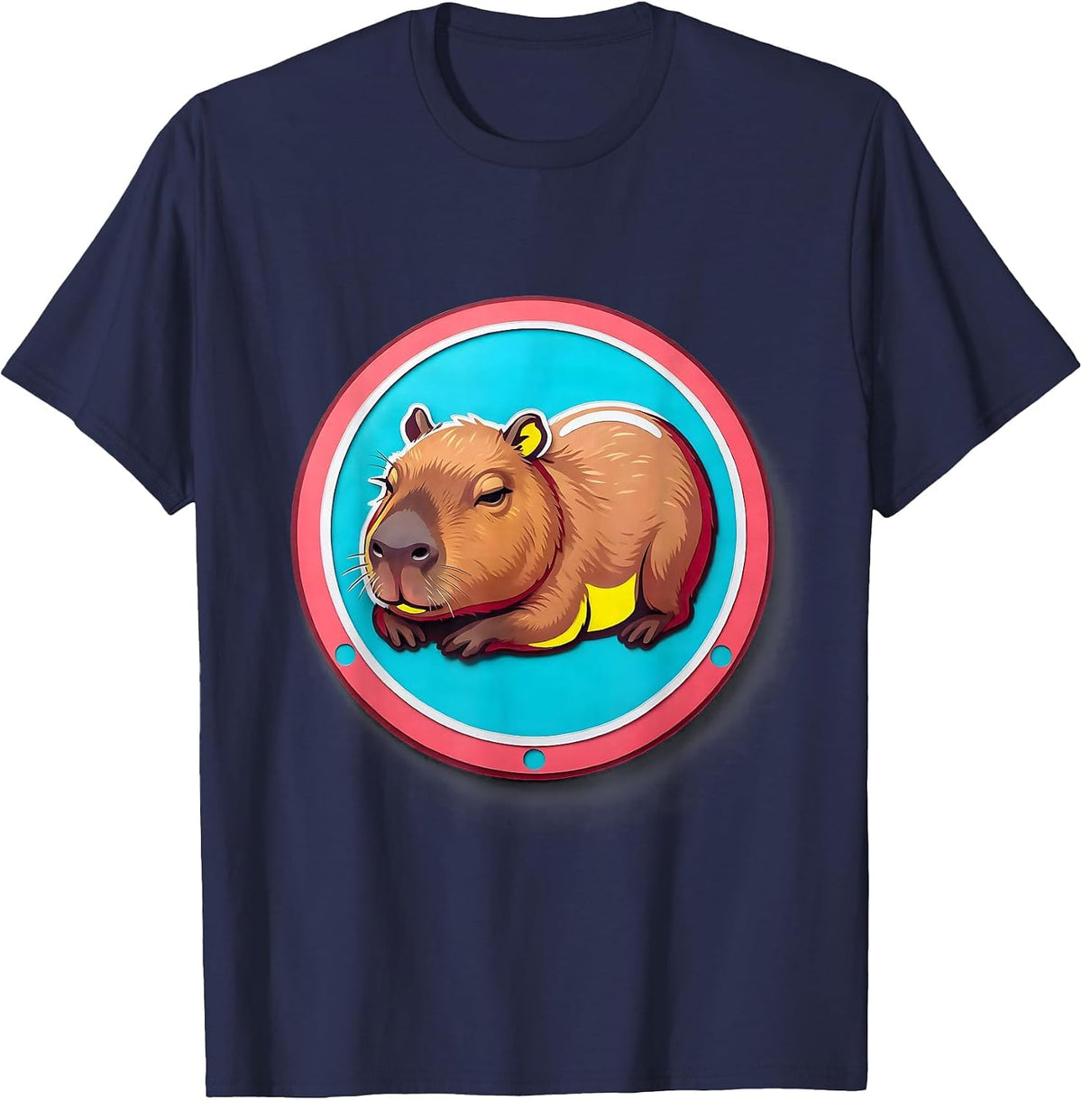 Capybara Belly Rub Funny Animal Lover Meme Humor T-Shirt - Navy Blue