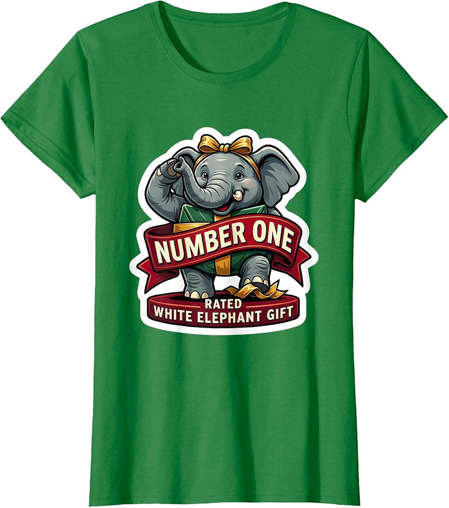 Women's Number One Rated White Elephant Gift Funny Adult Exchange T-Shirt - Kelly Green