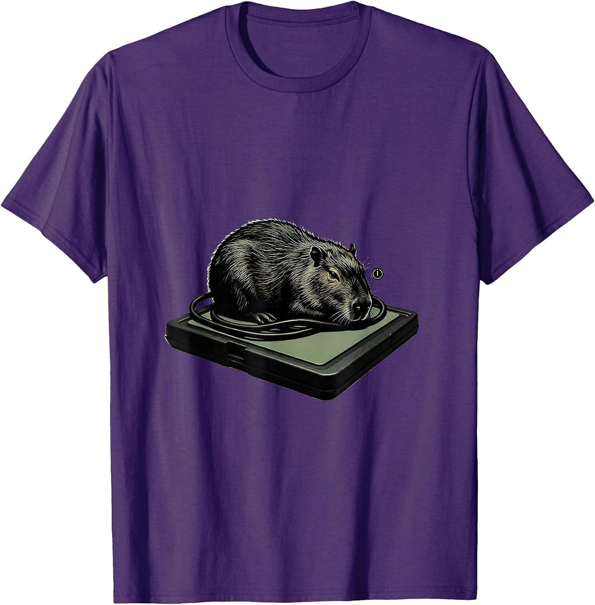 Men's Sleeping Capybara Gamer Minimalist Funny Video Games T-Shirt - Purple