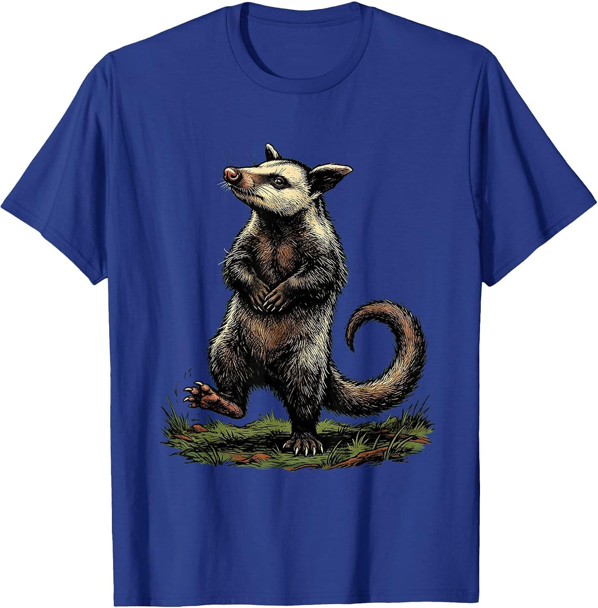 Men's Awkward Opossum Vintage Animal Meme Humor T-Shirt - Royal Blue