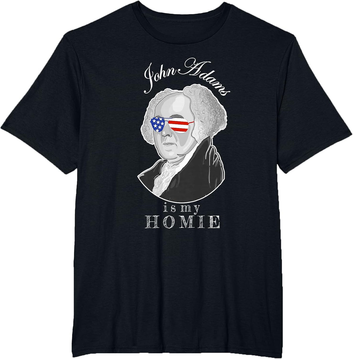 Funny Founding Father John Adams Party Time T-Shirt - Black