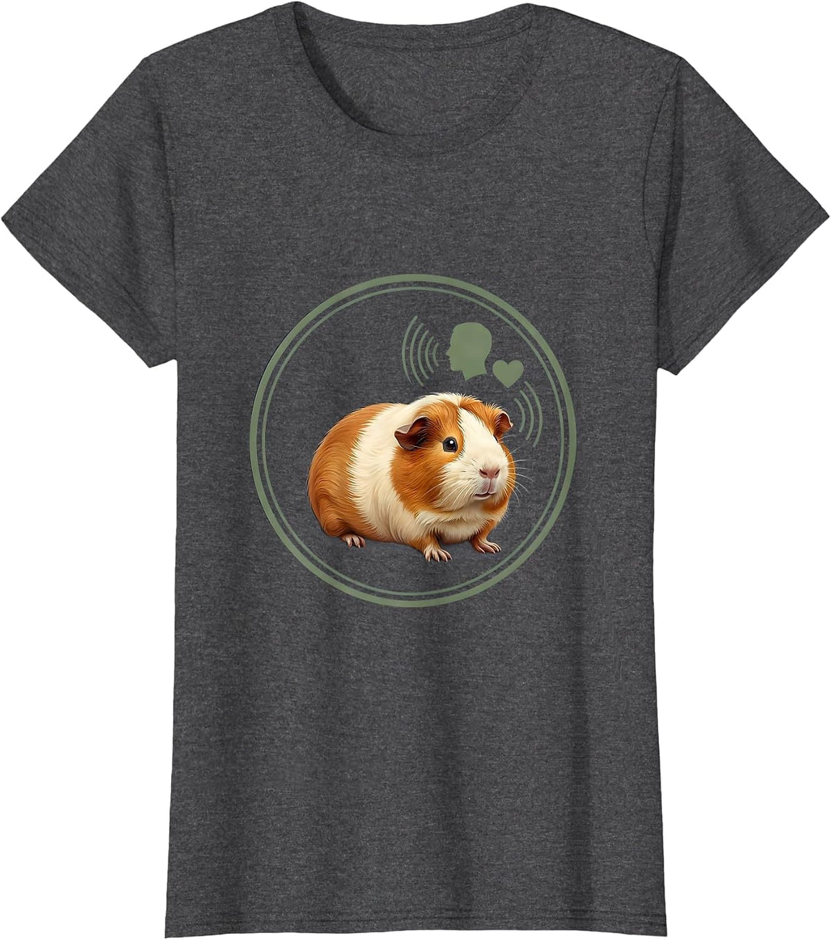 Women's Guinea Pig Emblem Pet Lover Funny Animal Humor T-Shirt - Dark Heather Grey