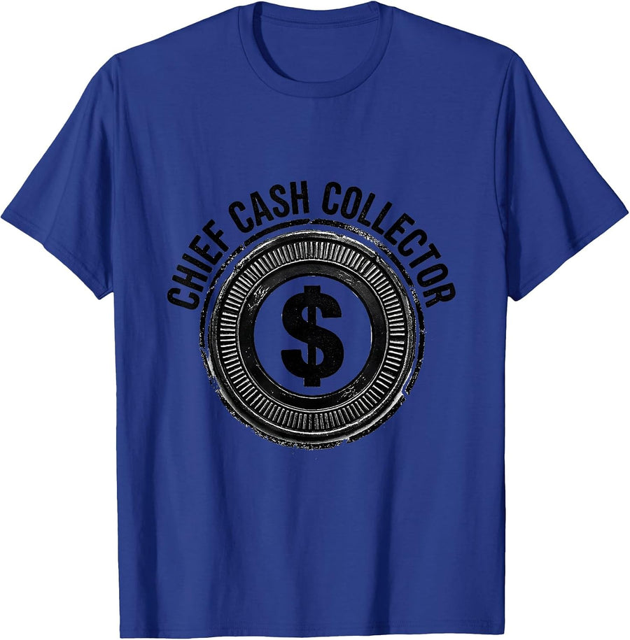 Chief Cash Collector Rubber Stamp Money Humor Wealth Bravado T-Shirt - Royal Blue