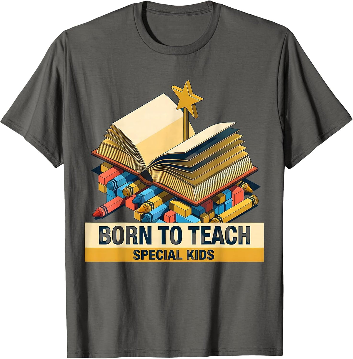 Men's Born to Teach Special Kids Special Education Design T-Shirt - Asphalt Grey