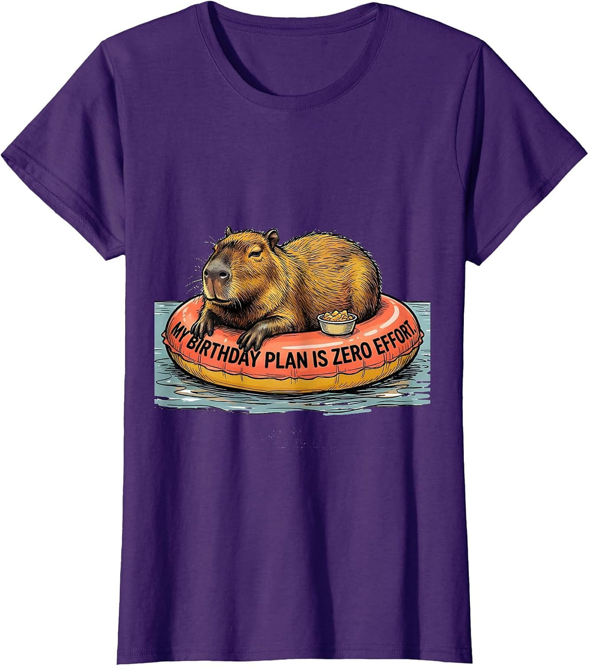 Women's My Birthday Plan Is Zero Effort Funny Capybara Meme Birthday T-Shirt - Purple
