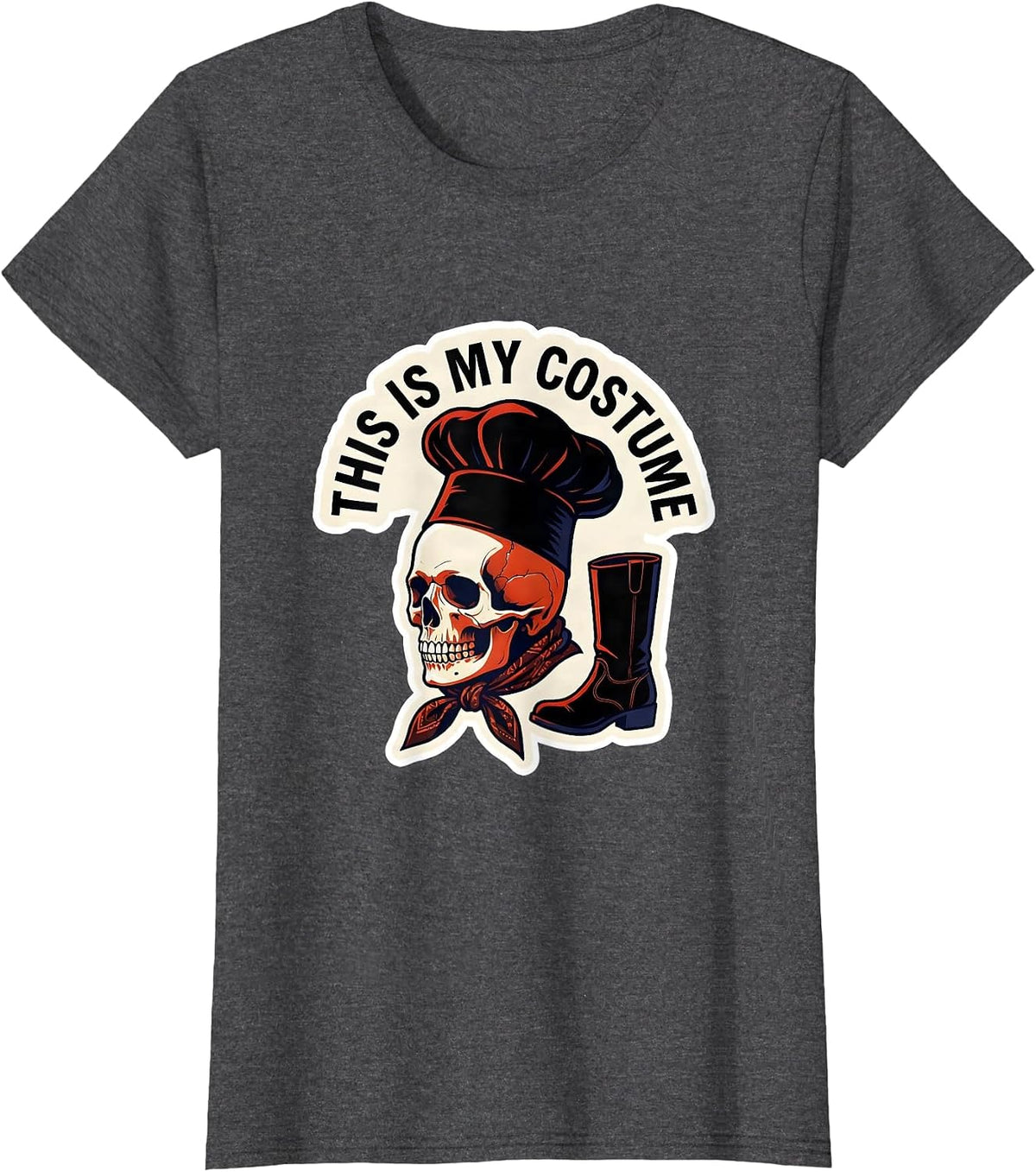 Women's This Is My Costume Funny Skeleton Chef Halloween Costume T-Shirt - Dark Heather Grey