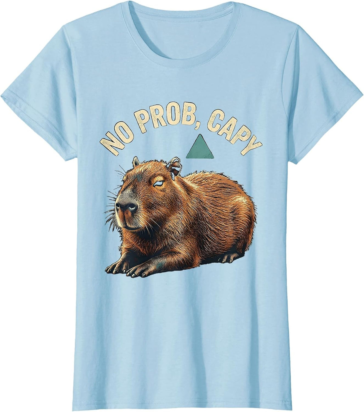 No Prob Capy Vintage Screen Print Capybara Meme Humor T-Shirt - Baby Blue