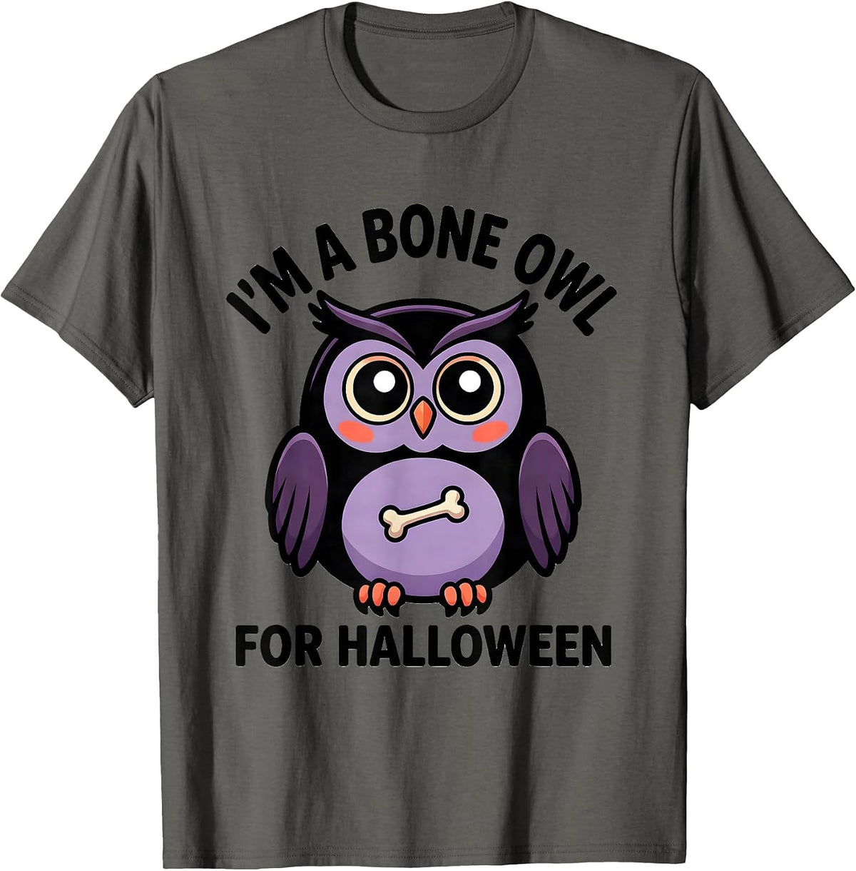Men's I'm A Bone Owl For Halloween Kawaii Pastel-Goth Halloween T-Shirt - Asphalt Grey
