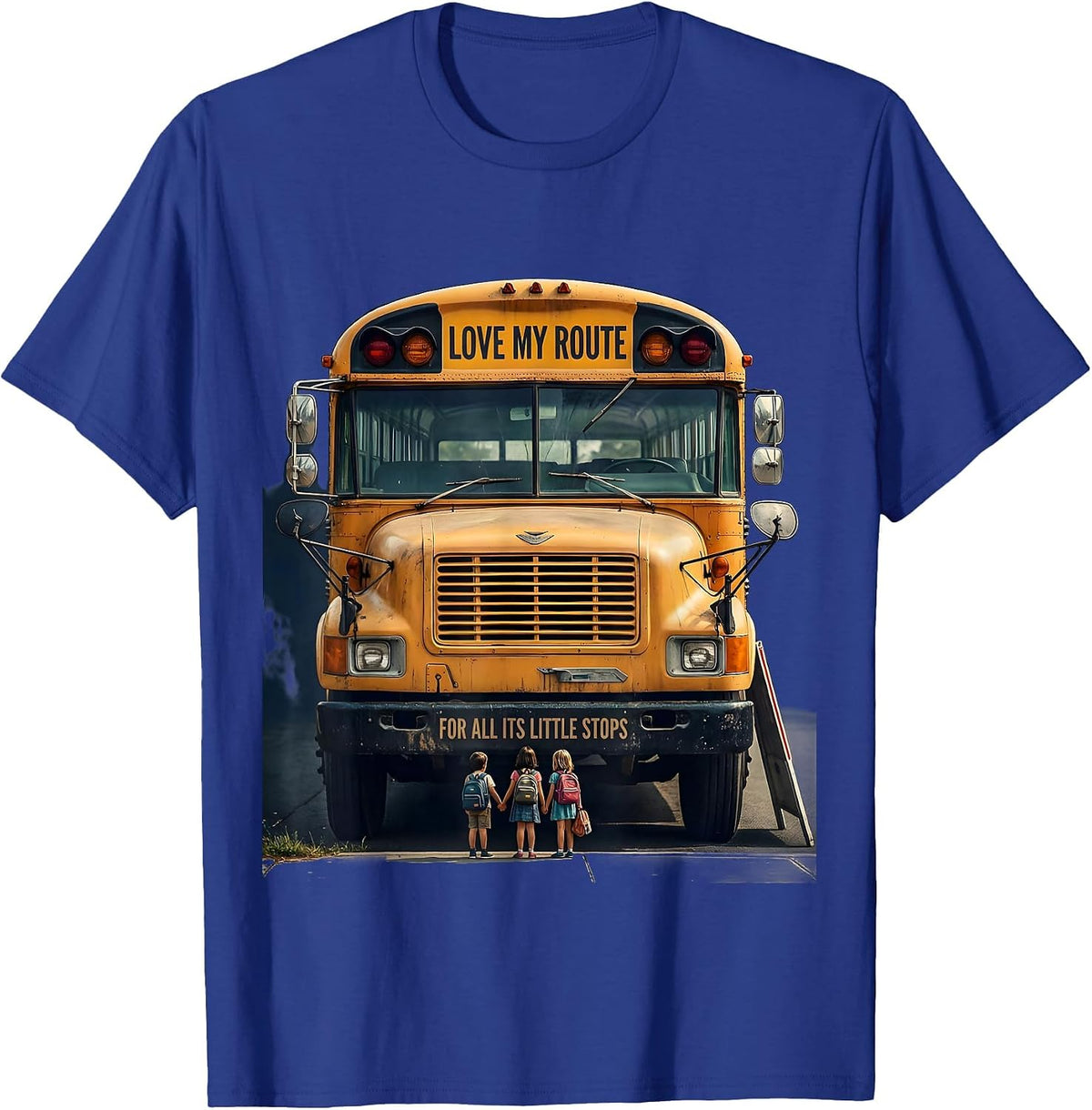 Men's Love My Route For All Its Little Stops Vintage School Bus T-Shirt - Royal Blue