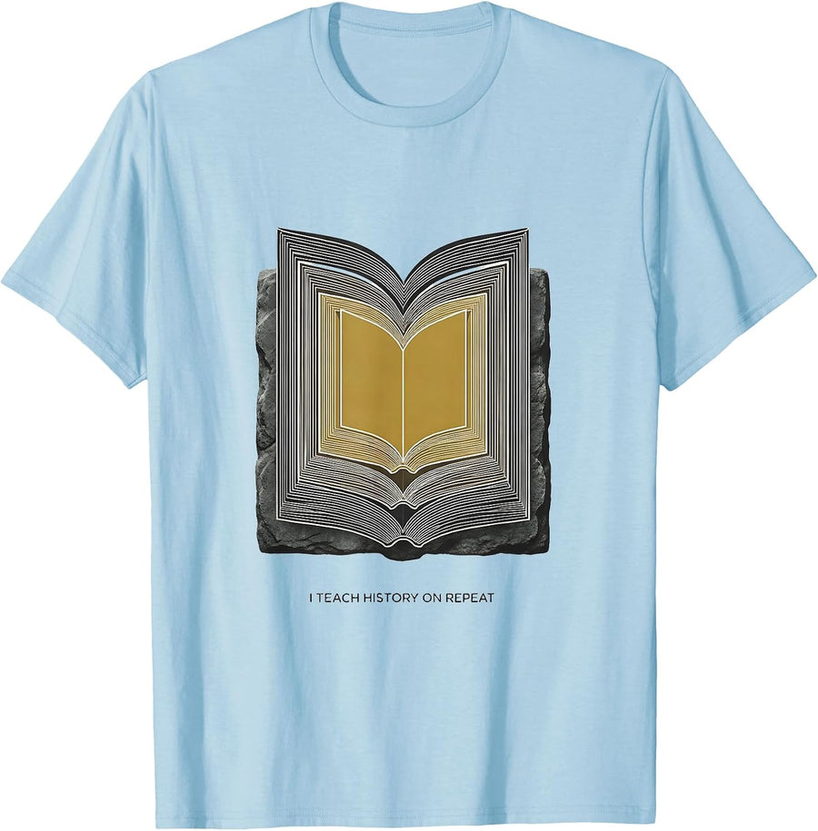 Men's I Teach History On Repeat Funny History Teacher Classroom T-Shirt - Baby Blue