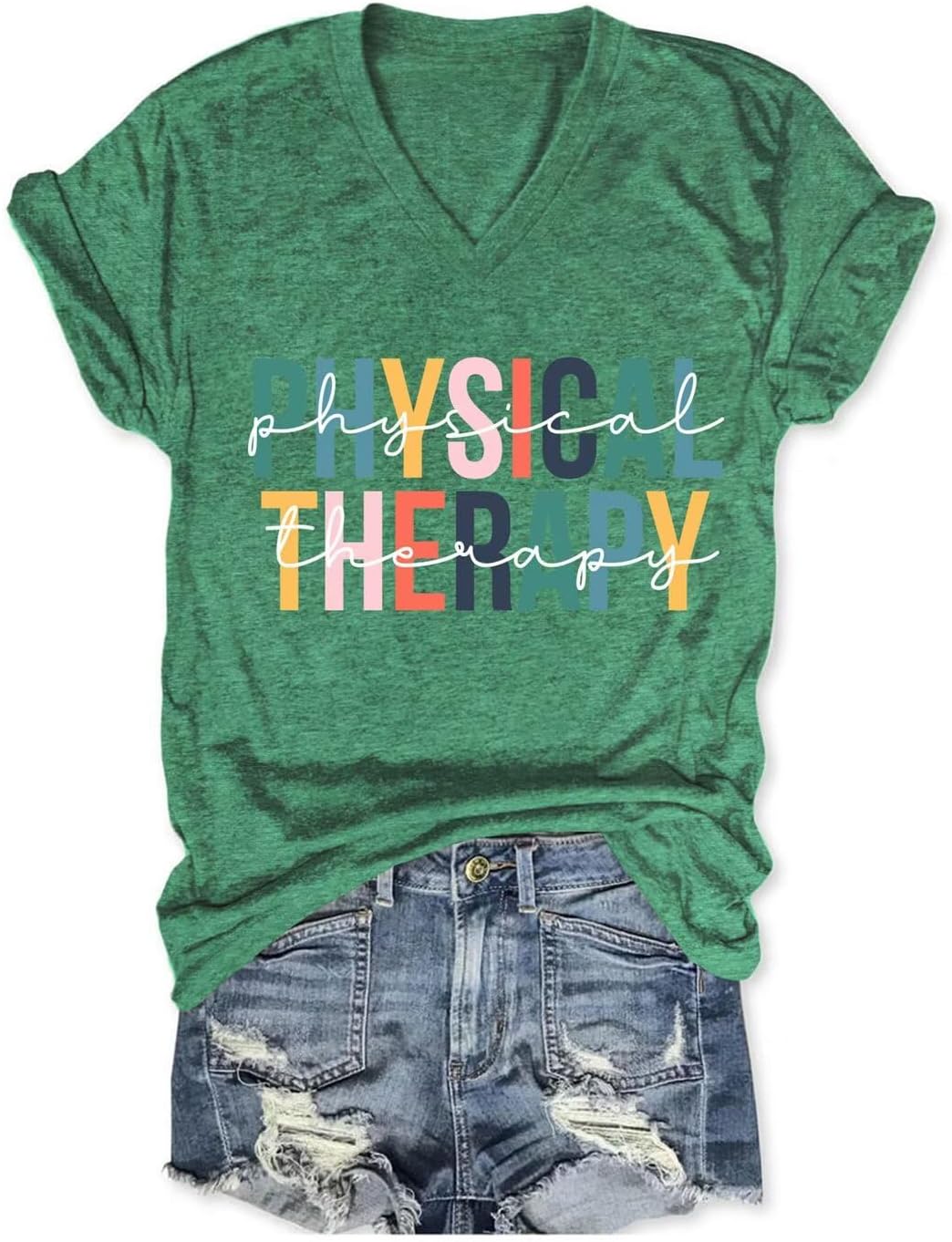 Physical Therapist V-Neck T-Shirt, Womens Funny Graphic Tees,Cute PT Student Shirt Birthday for Physical Therapist - Z2-dark