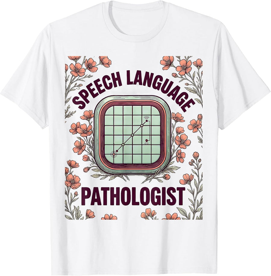 Men's Speech Language Pathologist Retro Floral Speech Therapist T-Shirt - White