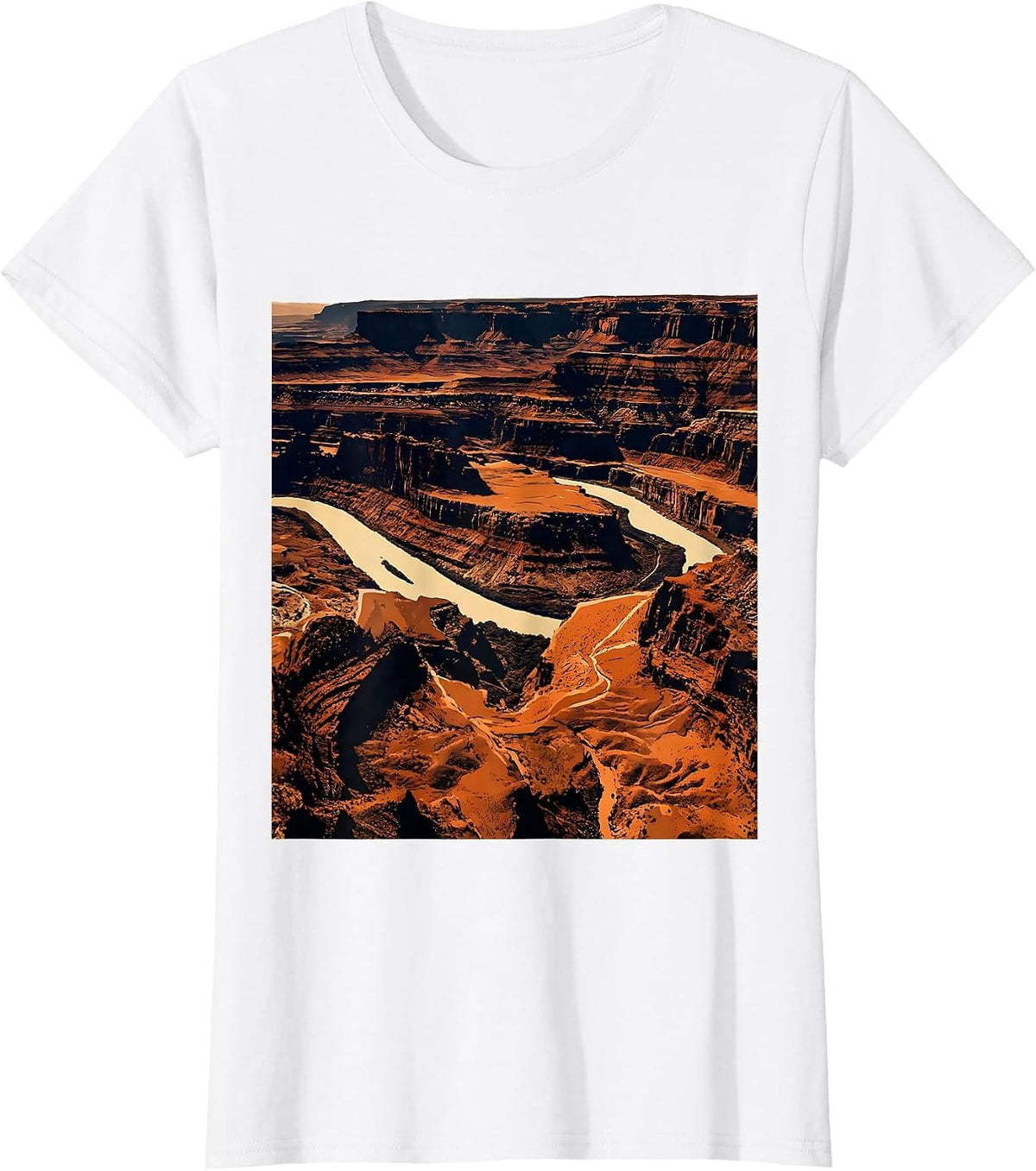 Women's Grand Canyon Aerial Labyrinth Canyon View Design T-Shirt - White