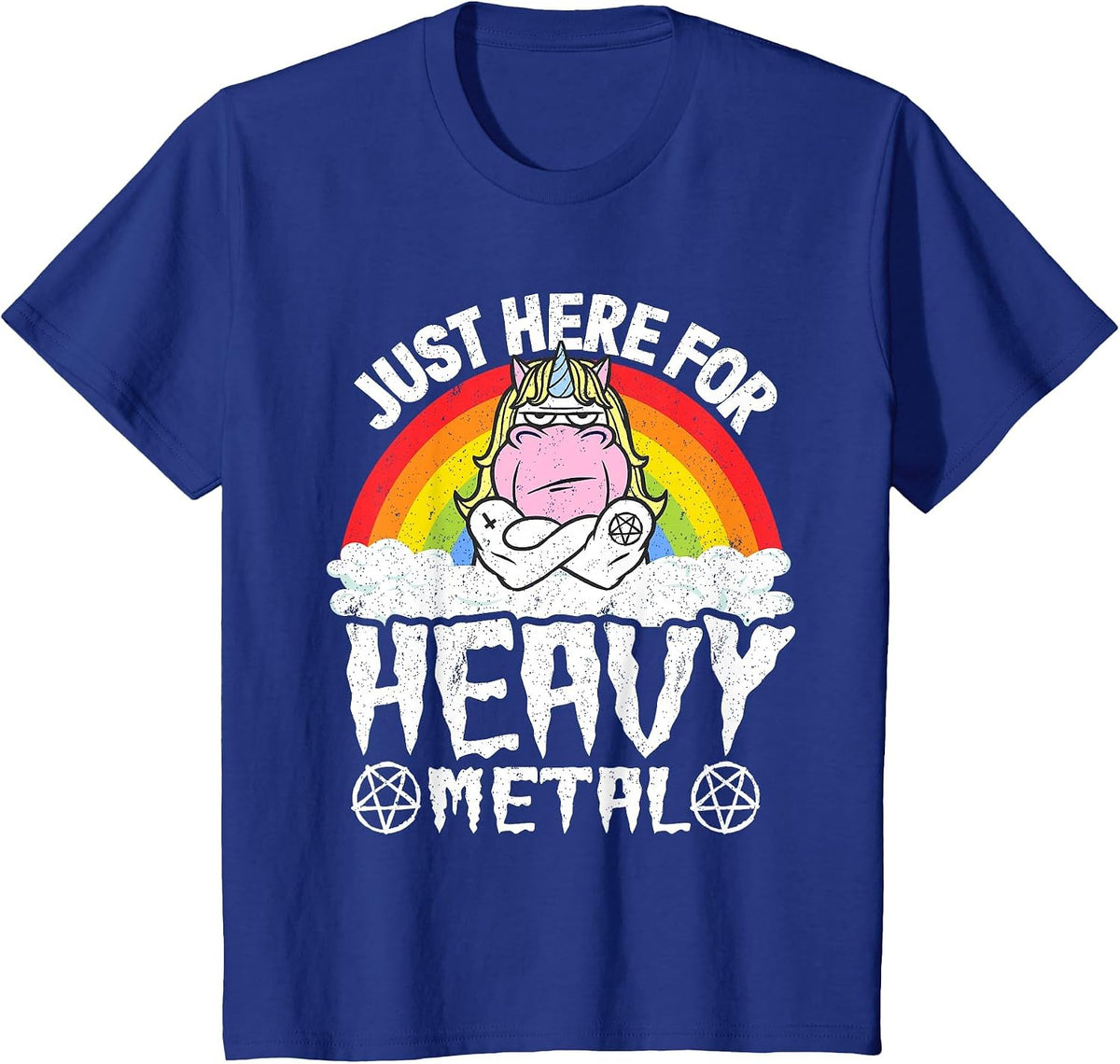Kids Band Unicorn Metal Rainbow Just Here for Heavy Metal T-Shirt - Royal Blue