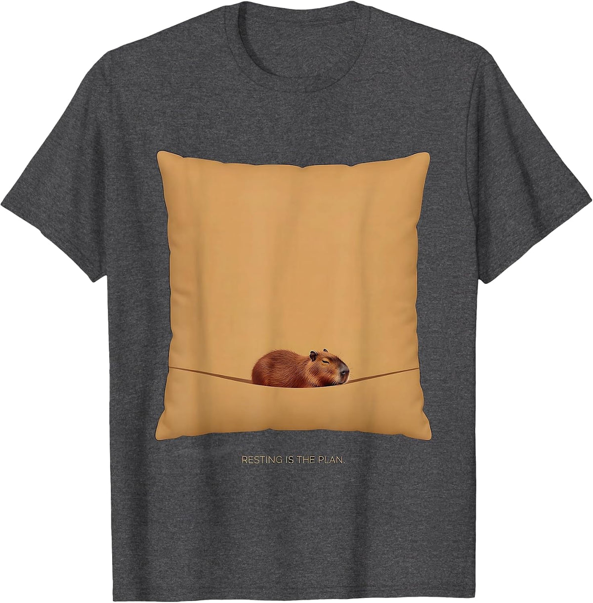 Men's Resting Is The Plan Cute Capybara Sleepybara Nap Lover T-Shirt - Dark Heather Grey