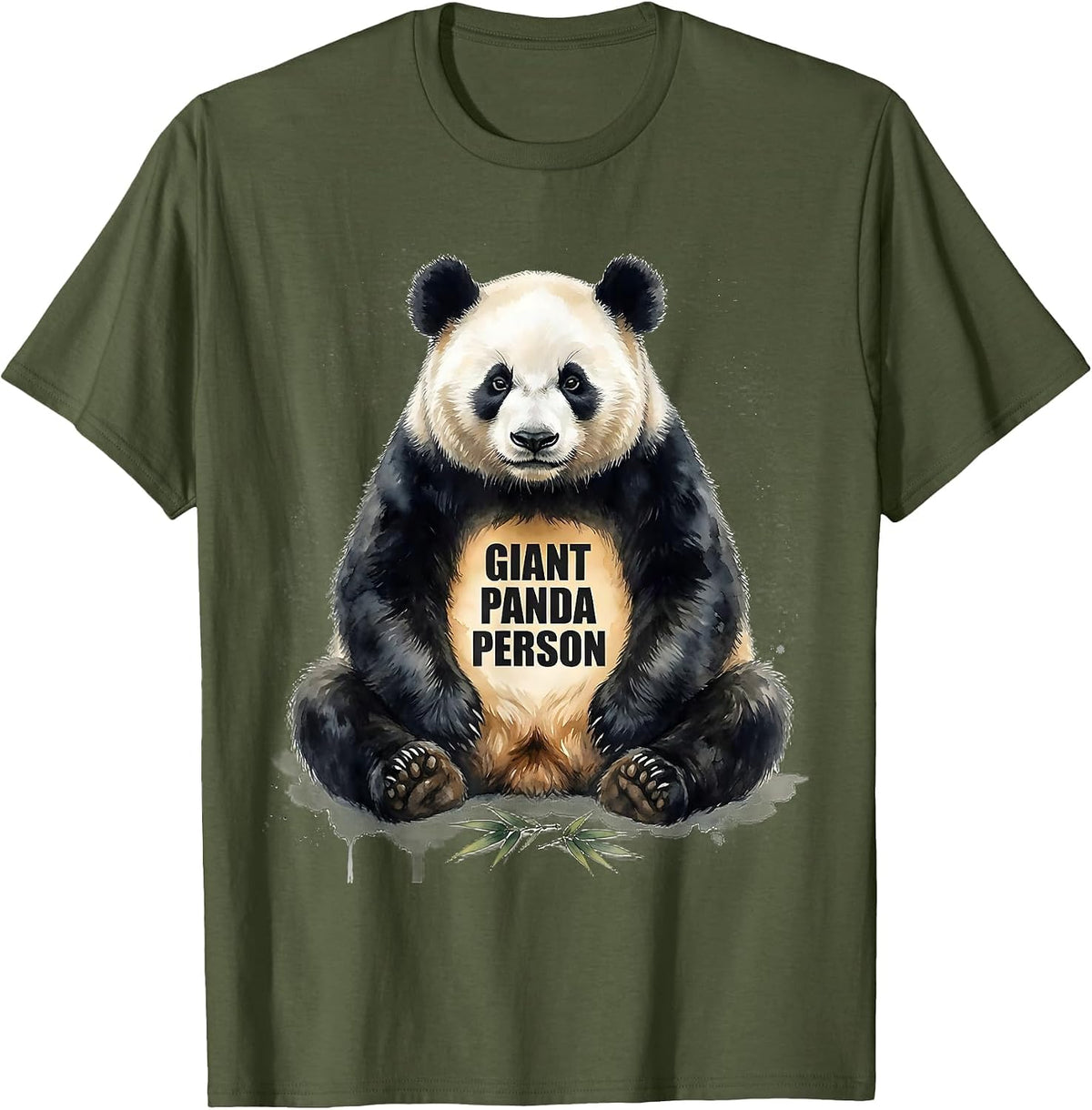 Giant Panda Person Cute Humor Panda Lover Gift T-Shirt - Olive Green
