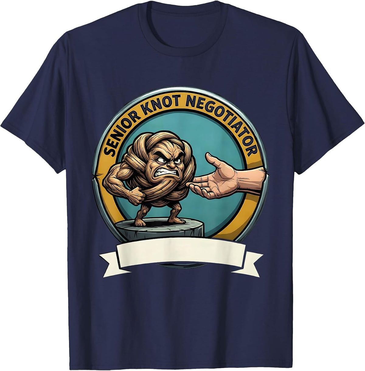 Men's Senior Knot Negotiator Funny Massage Therapist Chiropractor T-Shirt - Navy Blue