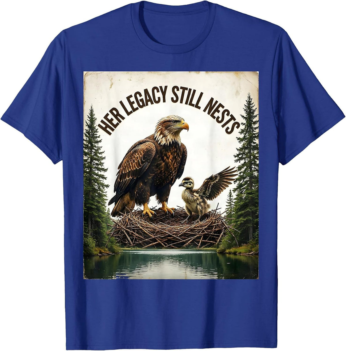 Men's Her Legacy Still Nests Vintage Jackie and Shadow Eagle T-Shirt - Royal Blue
