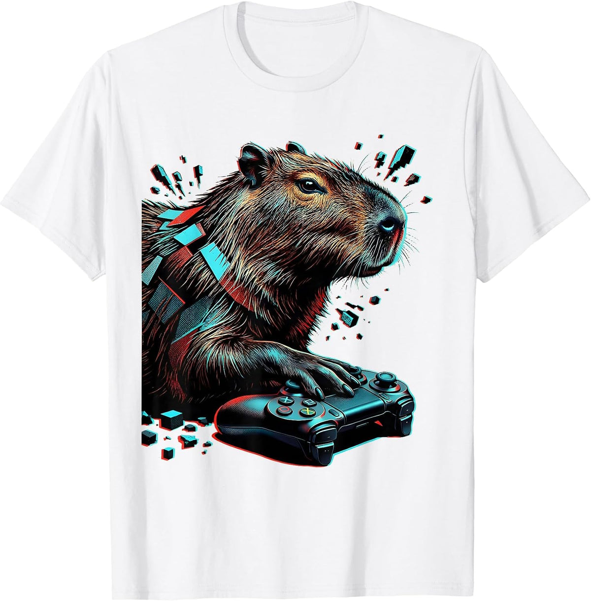 Men's Capybara Gamer Pop Art Animal Humor Kids T-Shirt - White